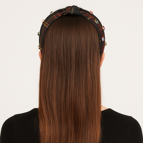 NWT J. Crew Tartan Plaid Jewel Embellished Headband - Picture 6 of 10